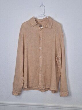 Puro Lino Mens 100% Linen Shirt Sz 6XL Button Down Coastal Preppy Minimalist